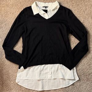 Adrianna Papell Black and White Button Down Shirt